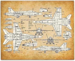 Lone Star Art F-18 Hornet - 11x14 Unframed Patent Print - Great Room Decor or Gift for Marine and Navy Pilots