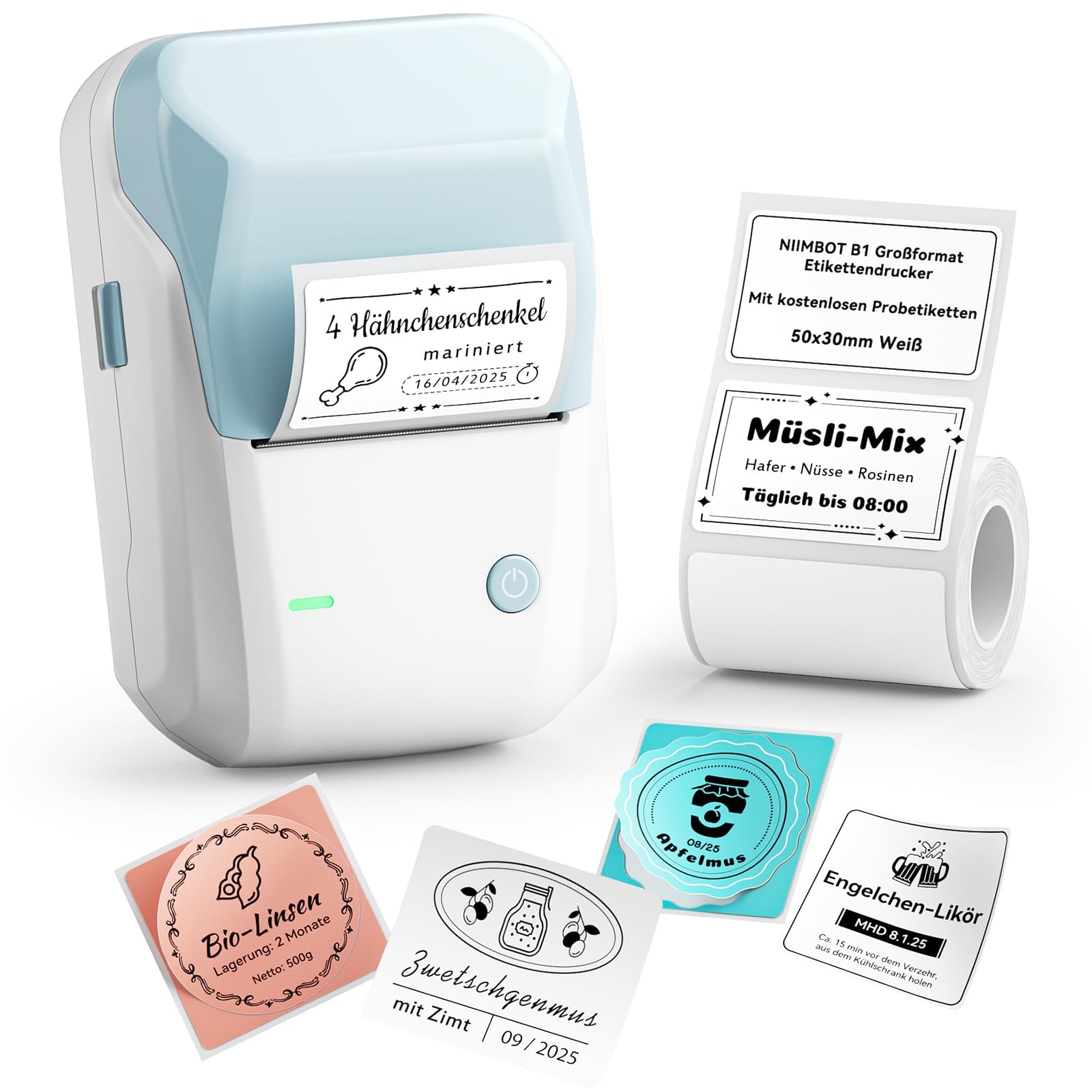NIIMBOT B1 Commercial Large Format Label Printer, Sticker Labeler, Portable Label Printer, Blue