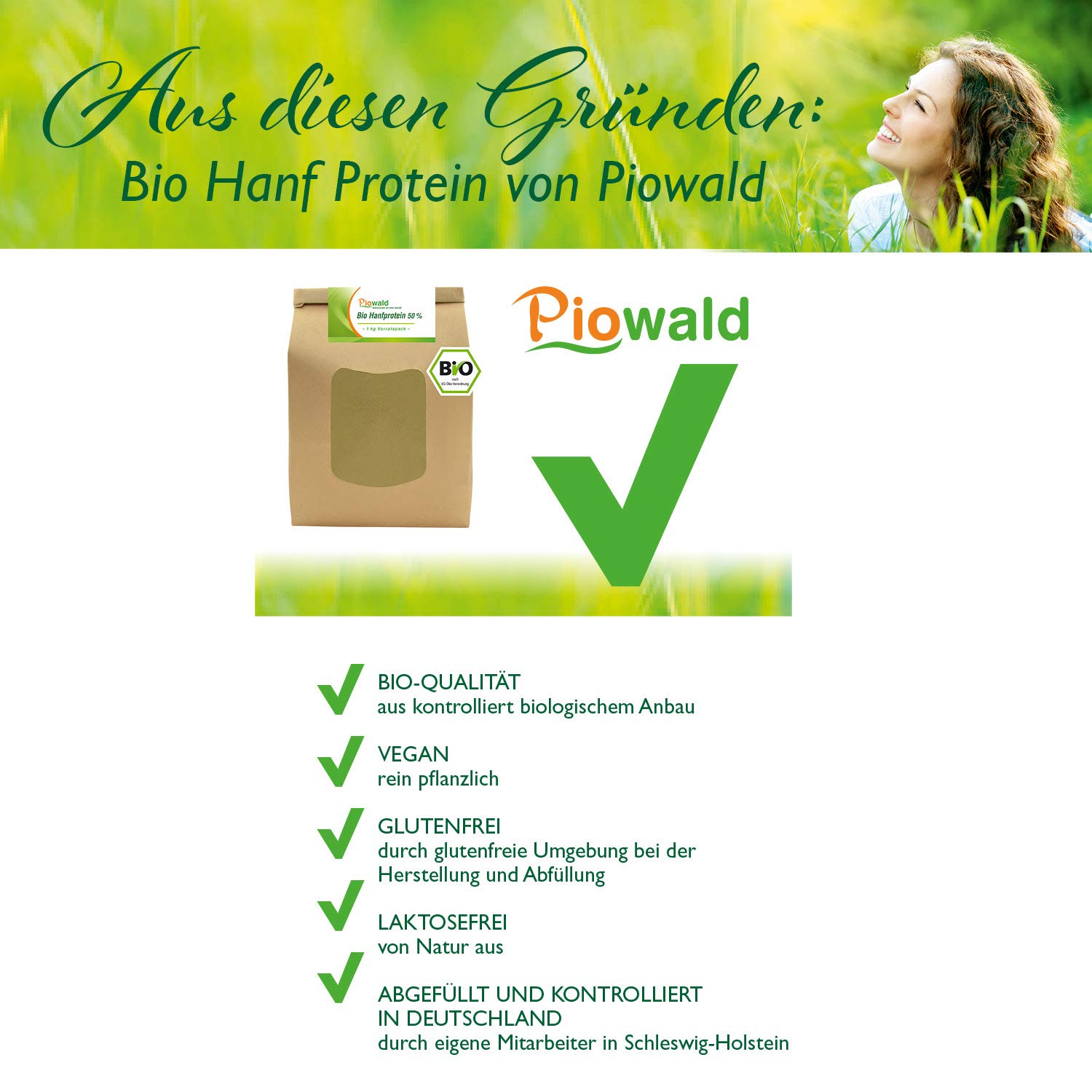 BIO Hanfprotein - 1 kg Vorratspack, fein vermahlen | Pflanzliches Eiweißpulver, Vegan, Proteinpulver, aus Hanfsamen