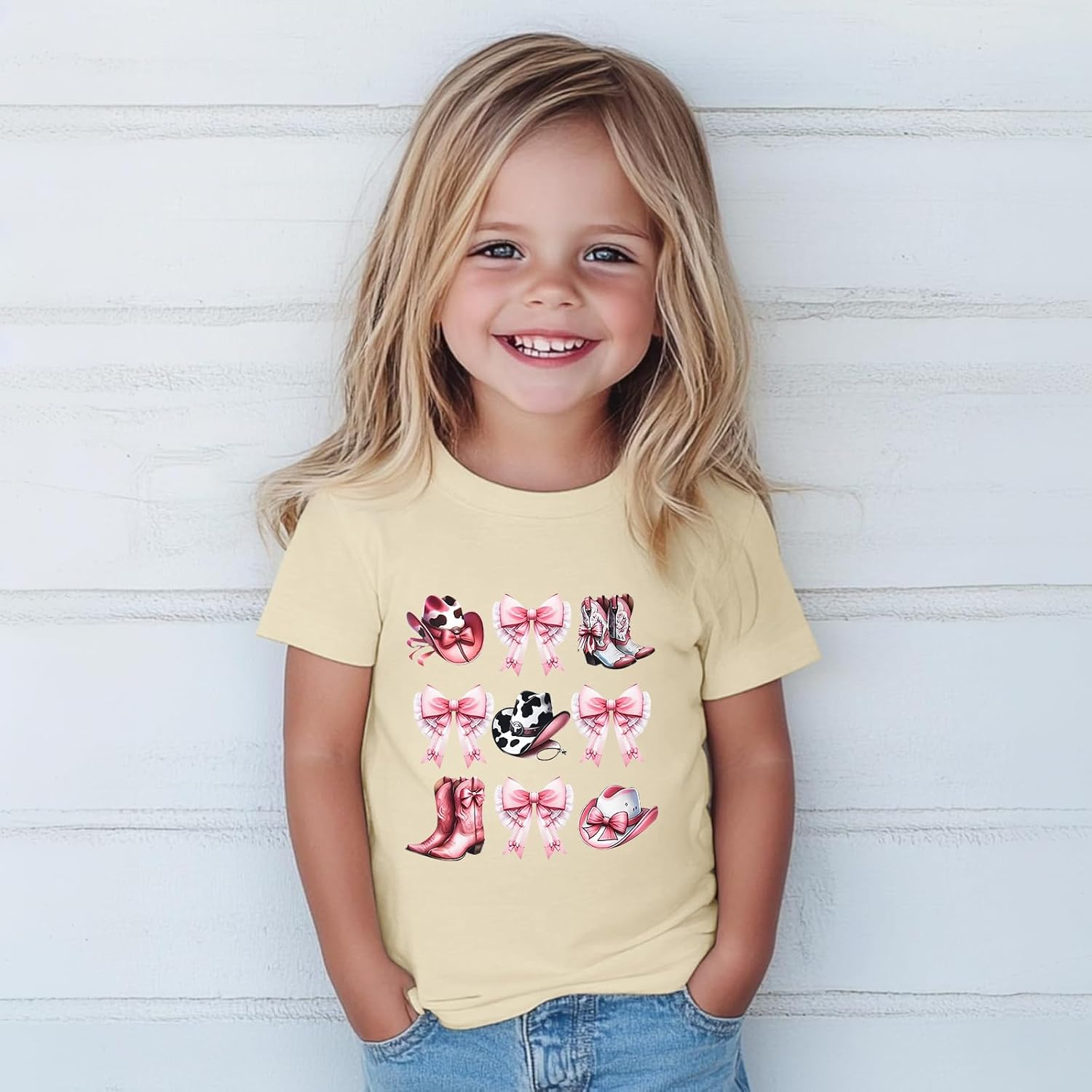Girls Western Cowgirl Bow Country Shirt Cute Rodeo Cowboy Shirts Kids Graphic Summer Tees Cotton Short Sleeve Tops - Image 4