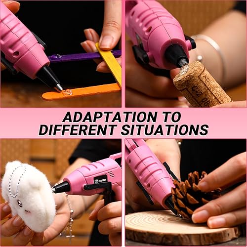 Miniatura 7 de Kit de mini pistola de pegamento caliente pistola de pegamento DEKOPRO de alta temperatura de 20 vatios con cable de 55 pulgadas, incluye 30 barras