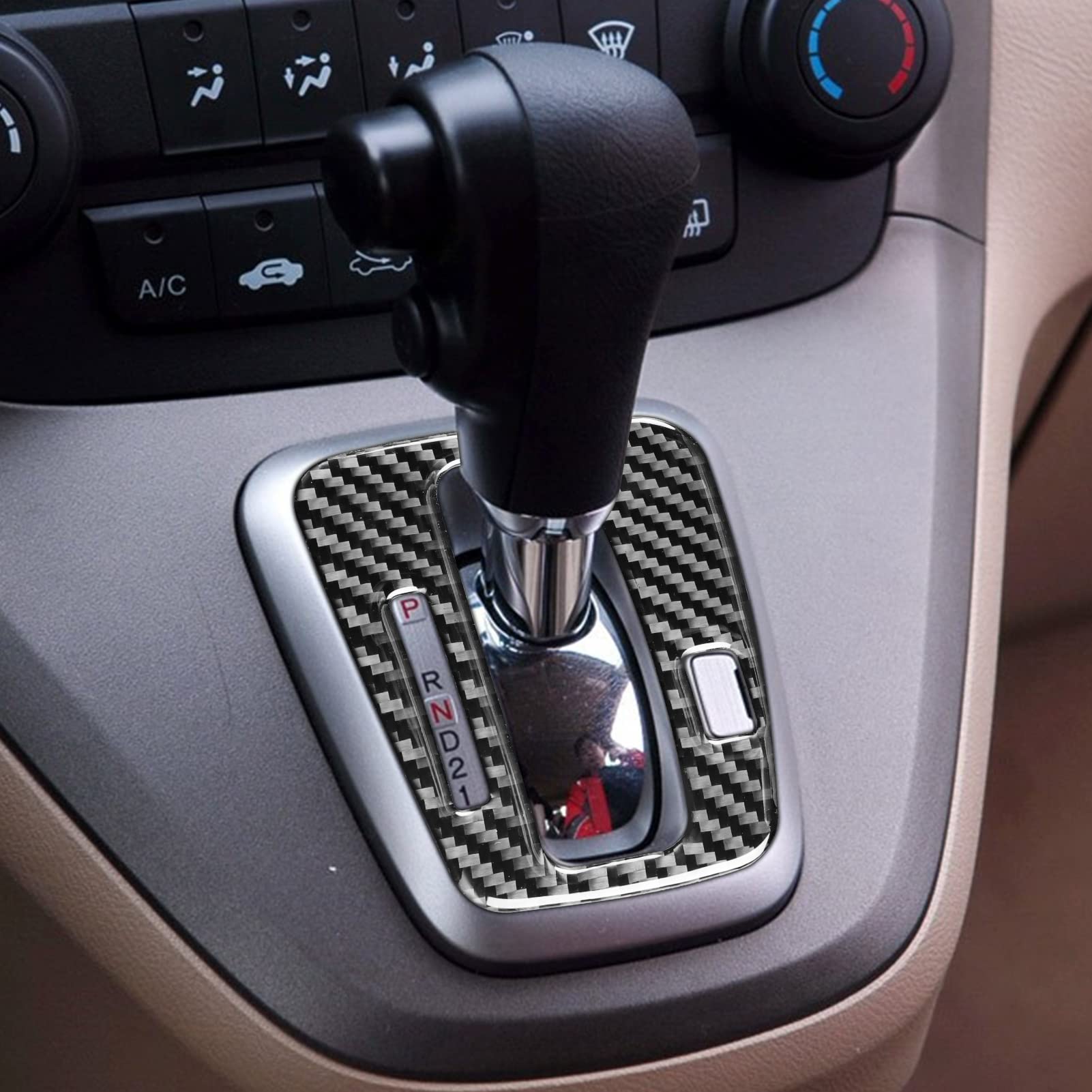 Real Premium Carbon Fiber Compatible with Honda CRV 2007 2008 2009 2010 2011 Accessories Car Gearbox Cover Sticker Decal Interior Trim