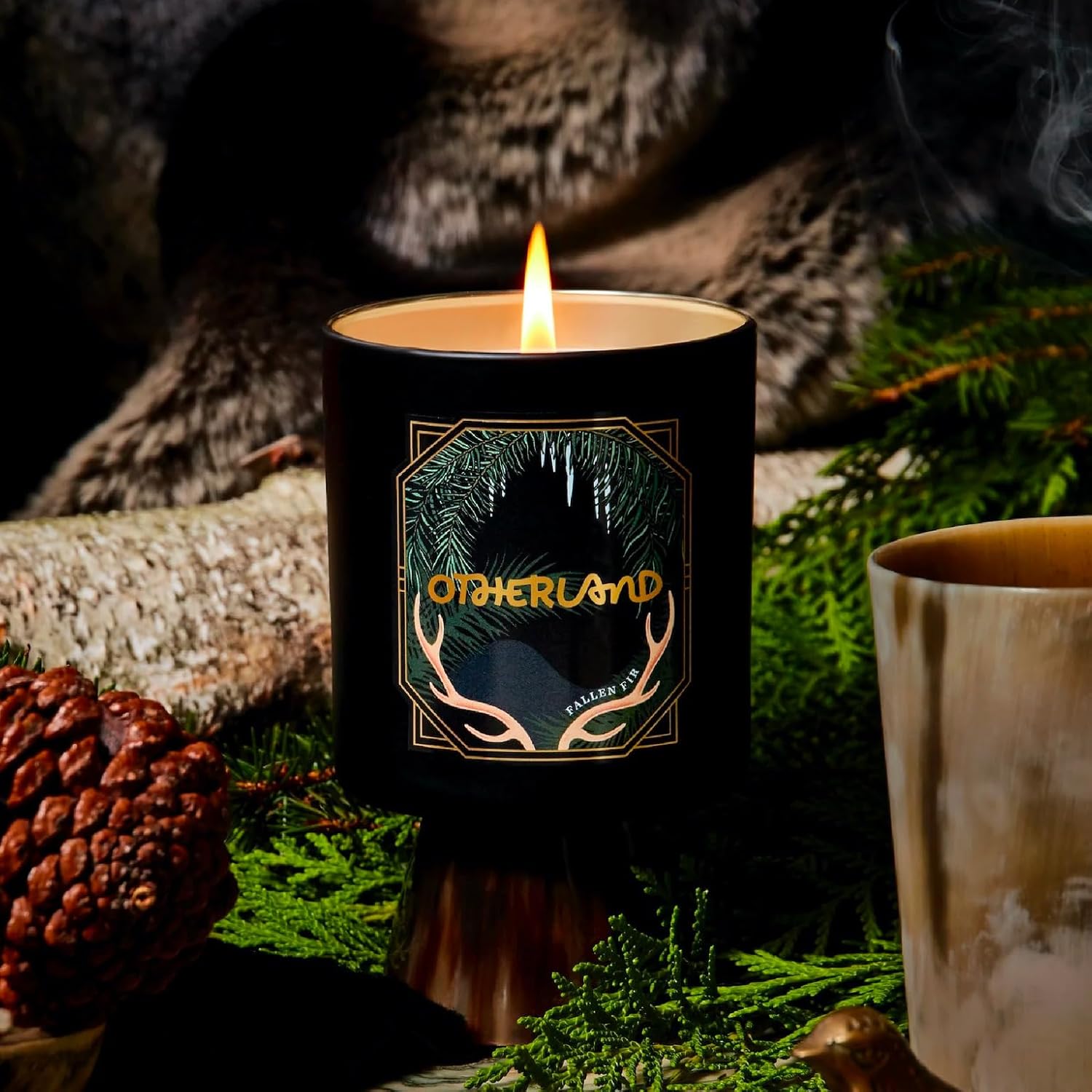 Otherland Fallen Fir Balsam Scented Candle | Woody Scent | Boxed Jar Candle | Luxury Candle | Single Wick Coconut & Soy Wax Blend Candle | Vegan Candle | Long Lasting Candle | Black (8 oz)