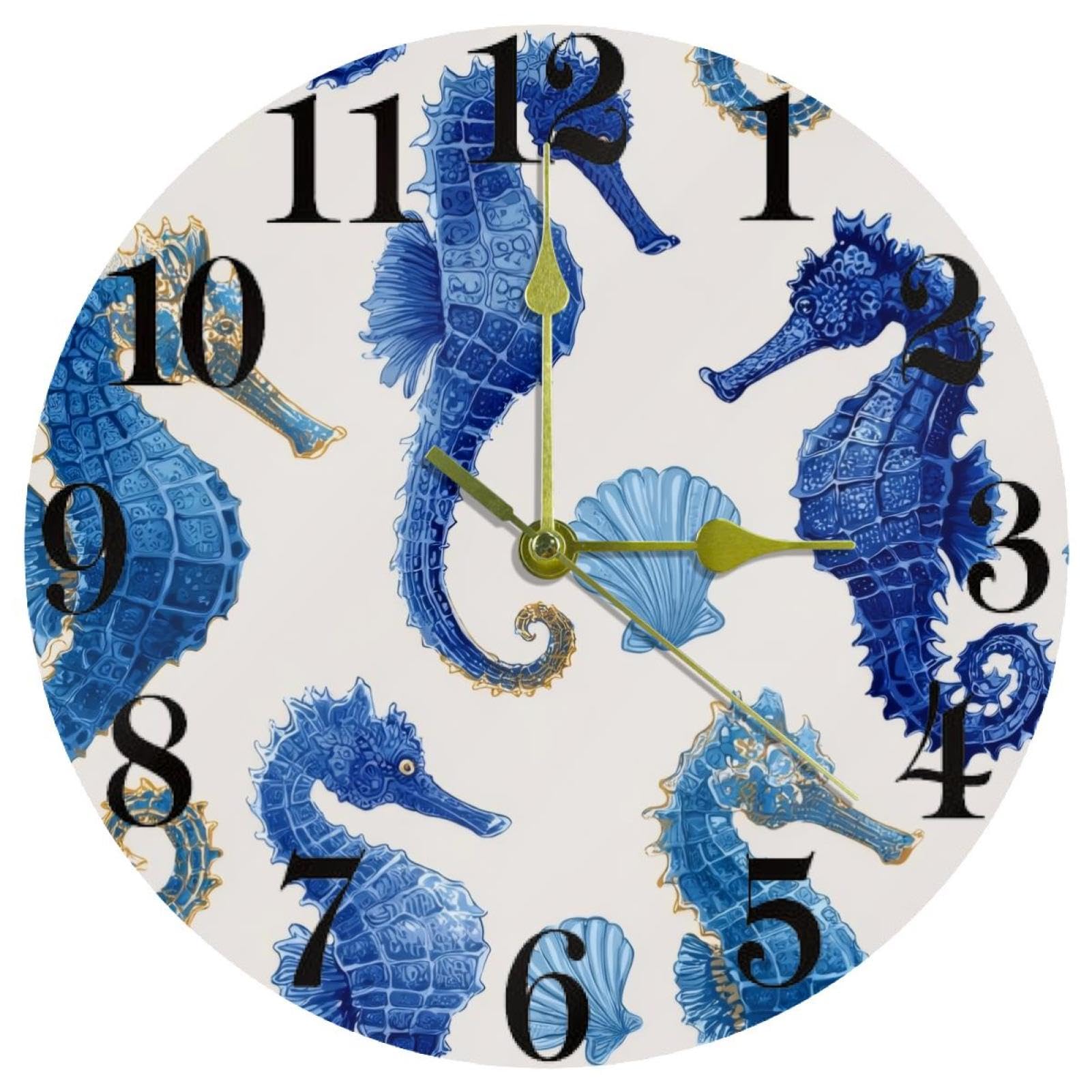 Horloge murale à quartz silencieuse sans tic-tac à pile bleue