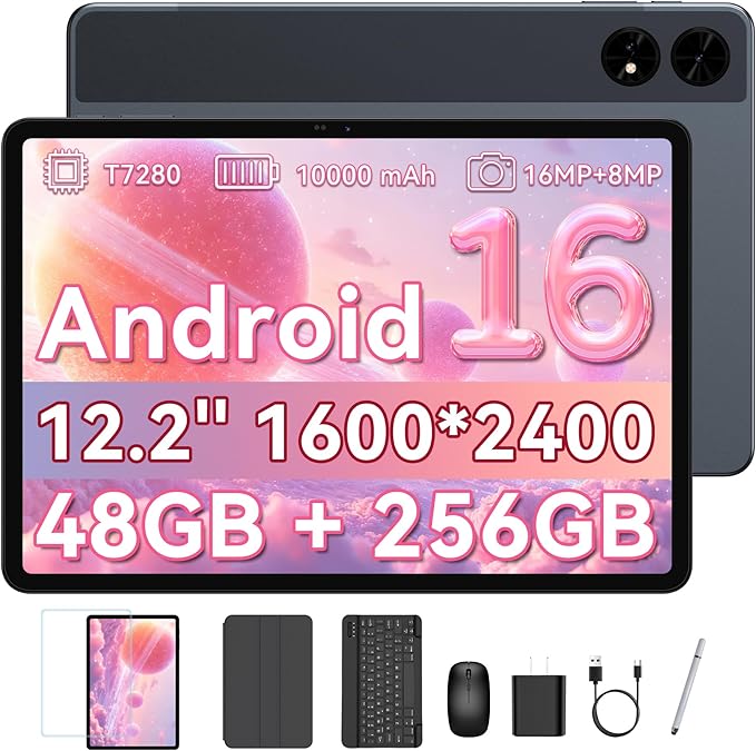 2026 12 Inch Tablet, 48GB RAM+256 Storage(Expand to 2TB), An
