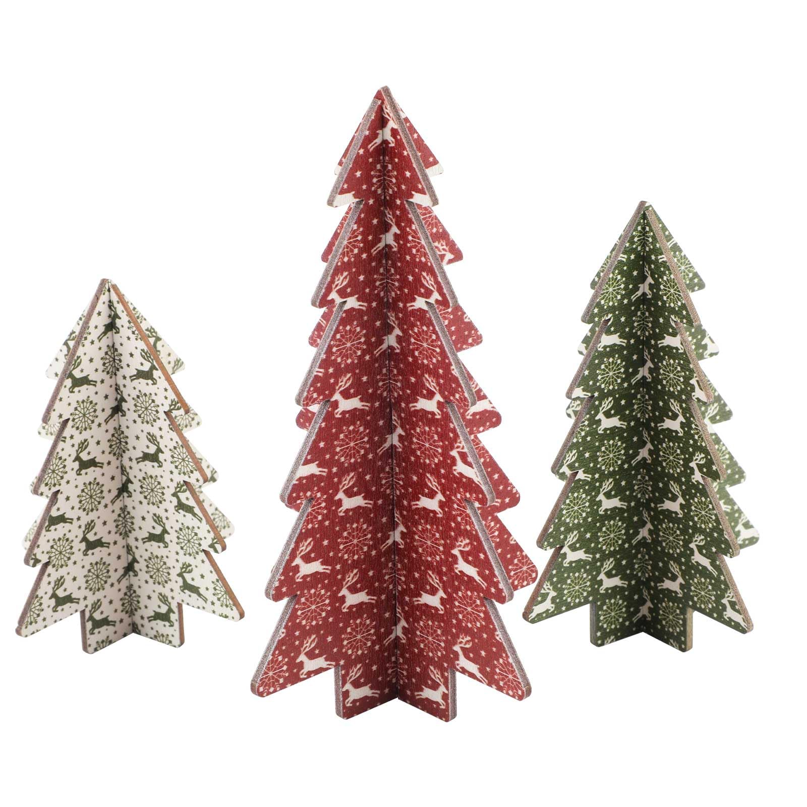 3uds Decoración de Mesa para Árbol de Navidad, 3D Adornos de Mesa para Árbol de Navidad Madera Centro de Mesa para Árbol de Navidad Letreros para Navidad Hogar Estante Oficina (3 Estilos)