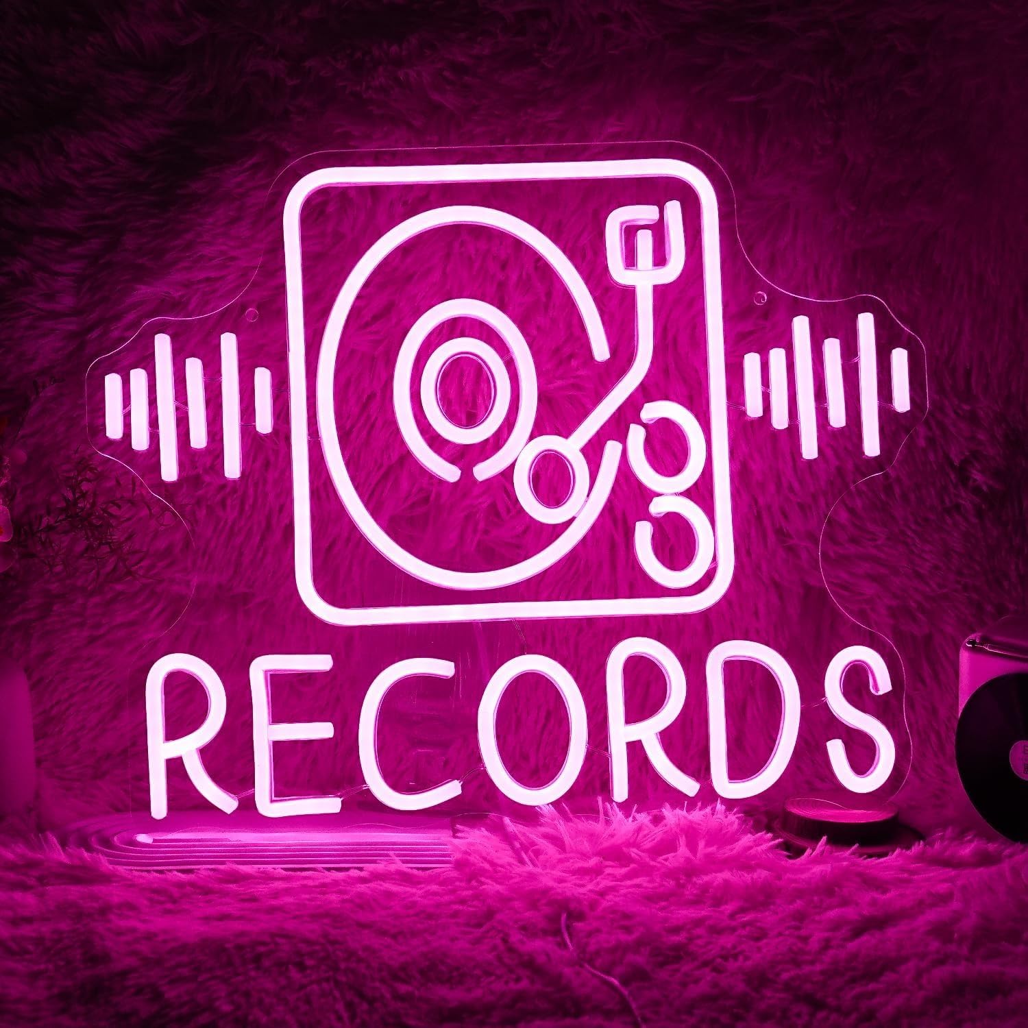 Records Karaoke LED Neon Sign for Wall Decor USB Adjustable Brightness Living Room Bars Pub Club Gatherings Art Wall Decor