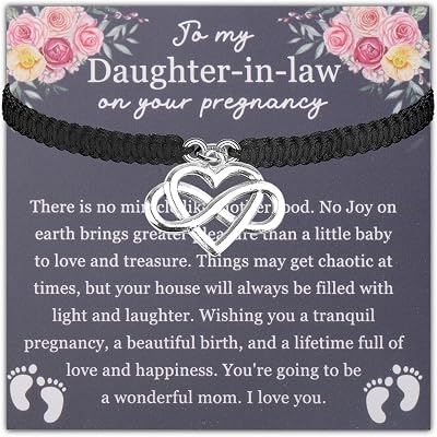 PLITI Daughter In Law Pregnancy Gift To My Daughter-In-Law On Your Pregnancy Infinity Heart Bracelet From Mother In Law