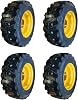 Set of 4-12-16.5 Forerunner SKS-1 Skid Steer Tires and WheelsRims 8 lug 6.5 Back Spacing, for John Deere, Mustang & more - 14PLY - 12X16.5