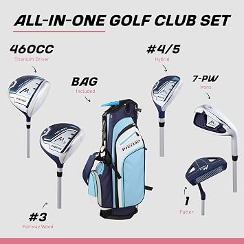 Precise M3 Complete Womens Golf Clubs Set, Includes Driver, Fairway, Hybrid, 7-PW Irons, Wedge, Putter, Stand Bag, 3 H/C's, Golf Clubs Women Right Handed