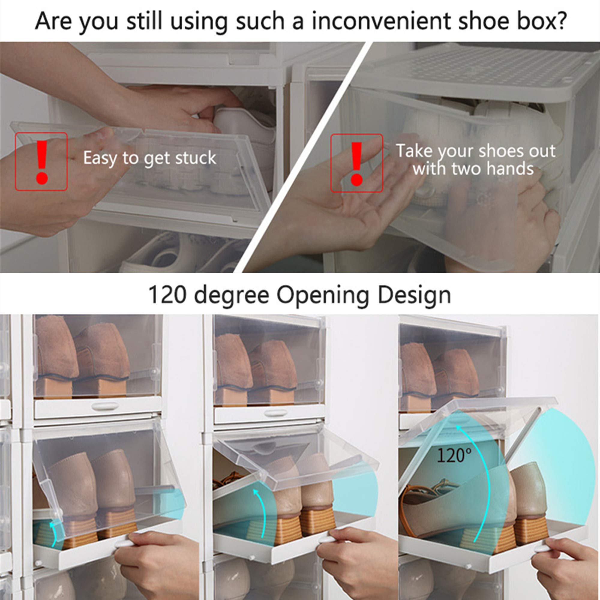 Genérico Organizador de Almacenamiento de Zapatos apilable con cajón extraíble, Zapatero Modular para Ahorrar Espacio y Vitrina Transparente