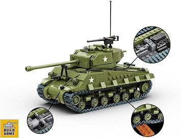WWII U.S. M4A3E8 Sherman Easy8 Tank Construction Brick Block Building Kit