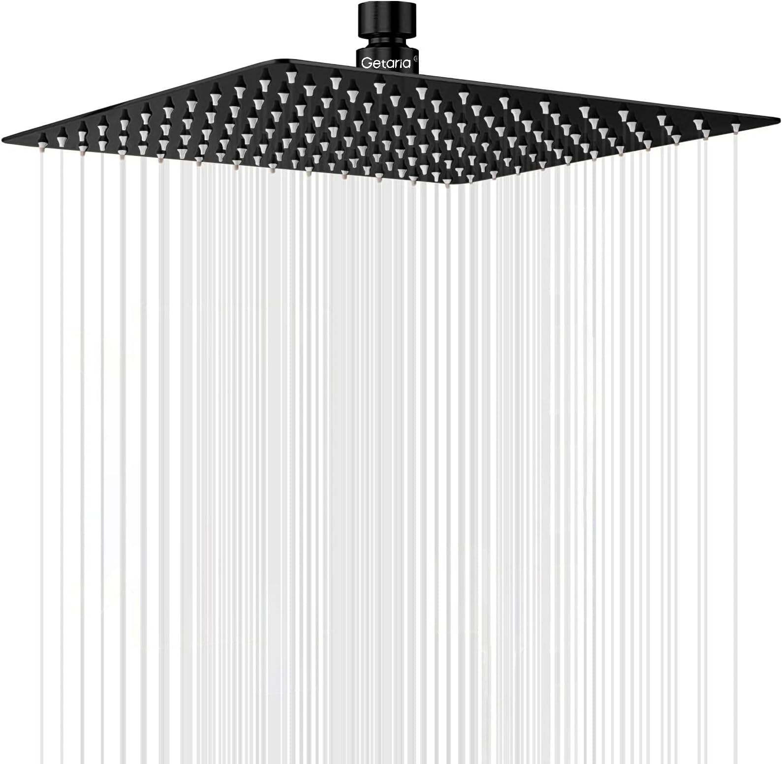 Rain Shower Head, 12 Inch Square Fixed Rainfall Shower Head Large Waterfall 304 Stainless Steel High Pressure Rain Shower Head with 144 Silicone Jets