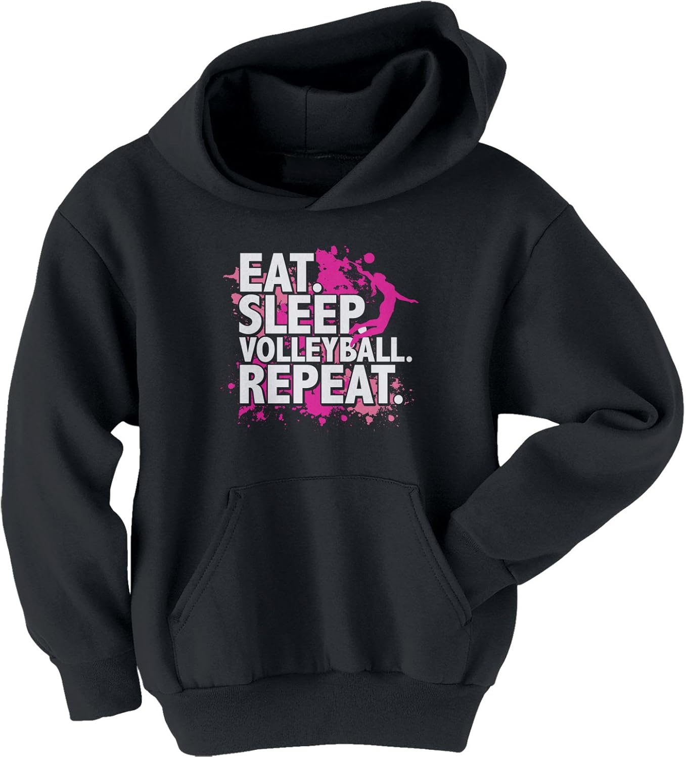 Threadrock Big Girls' Eat Sleep Volleyball Repeat Youth Hoodie Sweatshirt