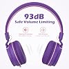Auriculares para niños para escuela con micrófono, volumen limitado a 93dB, rosa y morado 7