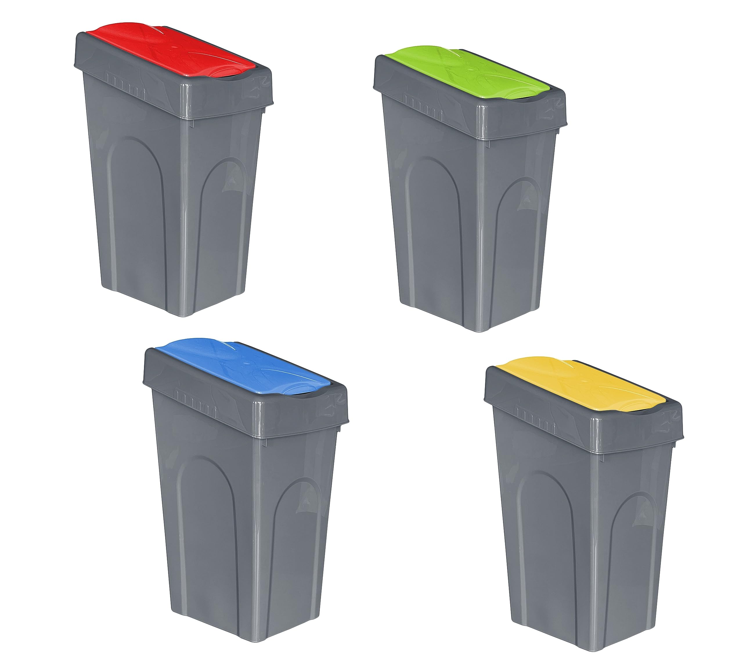 FINE STARPlastic 50L Litre Kitchen Home Recycle Recycling Bin Office Rubbish Trash Waste Dustbin With Lid (Red,Blue,Yellow,Green)