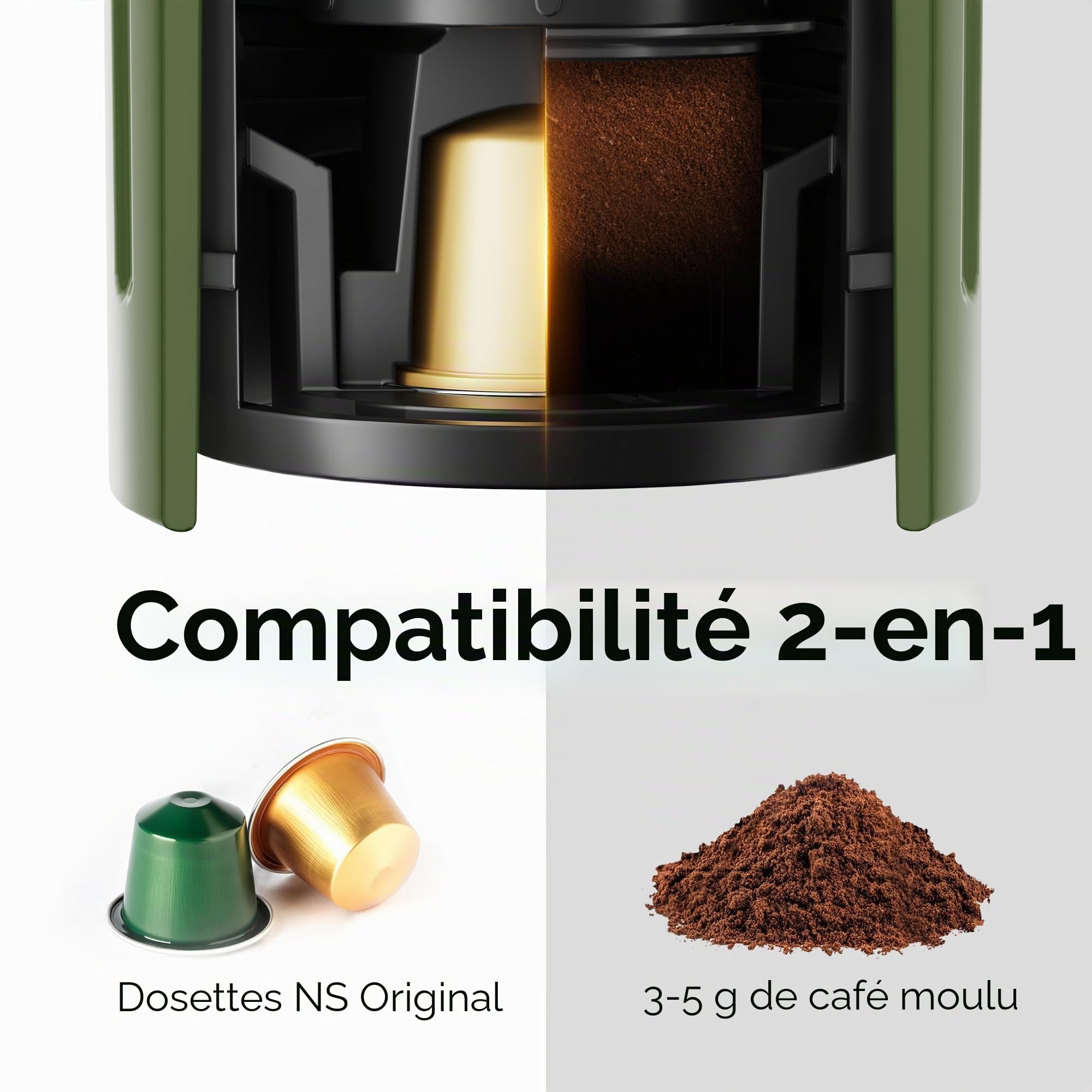 HIBREW H4D Machine à expresso manuelle pour camping et voyage – Machine à café portable à pompe manuelle avec tasse intégrée, café moulu 2 en 1 et dosettes originales Nes