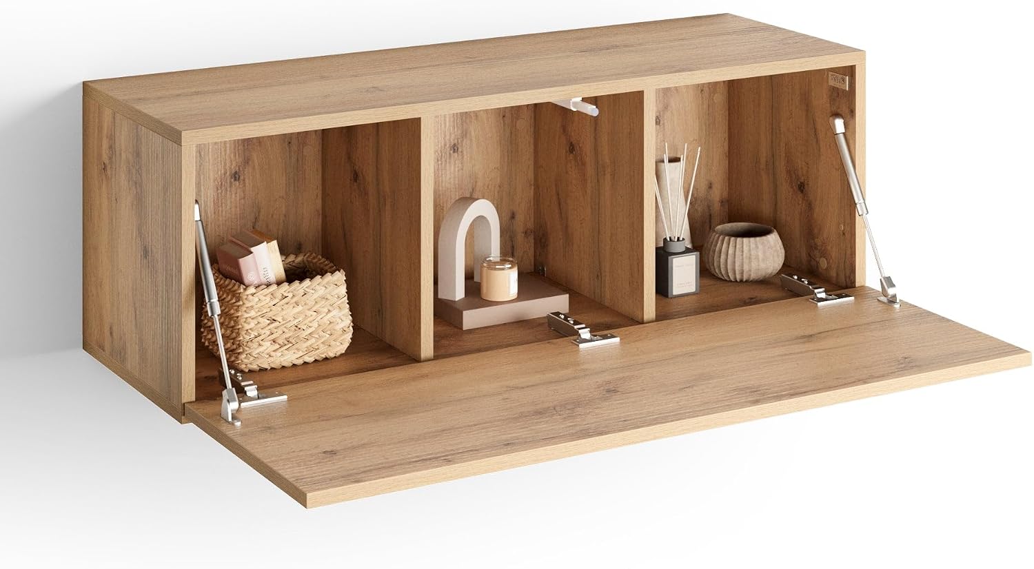 Mobili Fiver, Easy Wall Unit 40.94 in, with Flap Door, Rustic Oak, Made in Italy