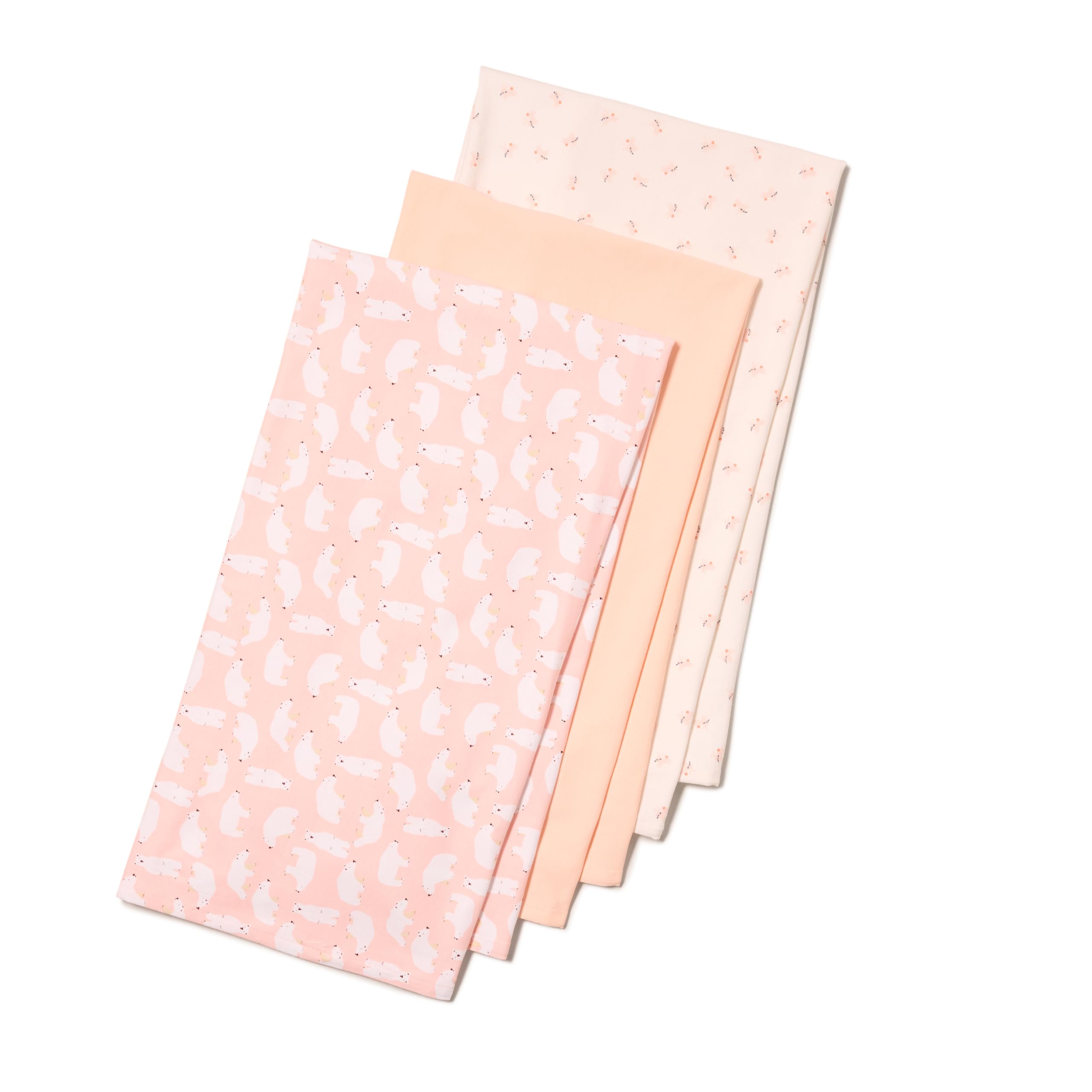 Amazon Essentials x Sofia Grainge Unisex Babies' Swaddle Blanket, Pack of 3, Bunnies/Pale Peach/Polar Bear, One Size