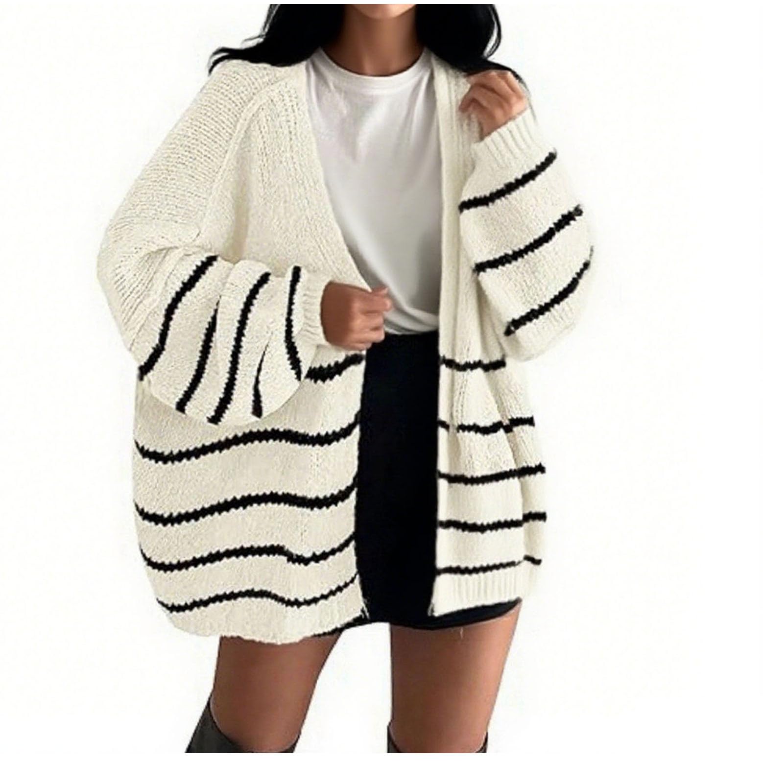 Womens Oversized Sweater Cardigan Open Front Drop Shoulder Loose Fit Knit Coat Long Sleeve Crochet Fall Winter Jacket