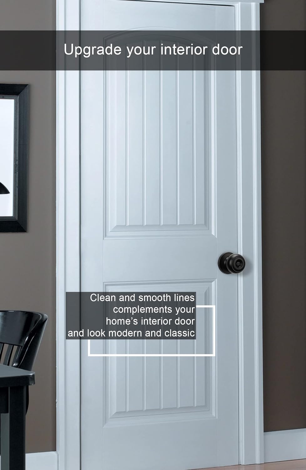 Goldenwarm Black Door Knobs Interior, Matte Black Keyless Privacy Door Knobs for Bedroom Bathroom, Black Door Knobs Interior Bulk, Indoor Bathroom Door Knob(6 Pack, Matte Black)