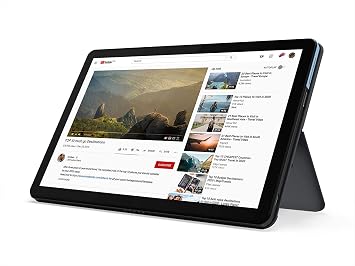 Lenovo Chromebook Duet, 2-in-1, 10.1 WUXGA (1920 x 1200) Display, MediaTek Helio P60T, 4GB LPDDR4X RAM, 128GB eMCP SSD, Integrated ARM G72 MP3 Graphics, Chrome OS, ZA6F0031US, Ice Blue + Iron Grey