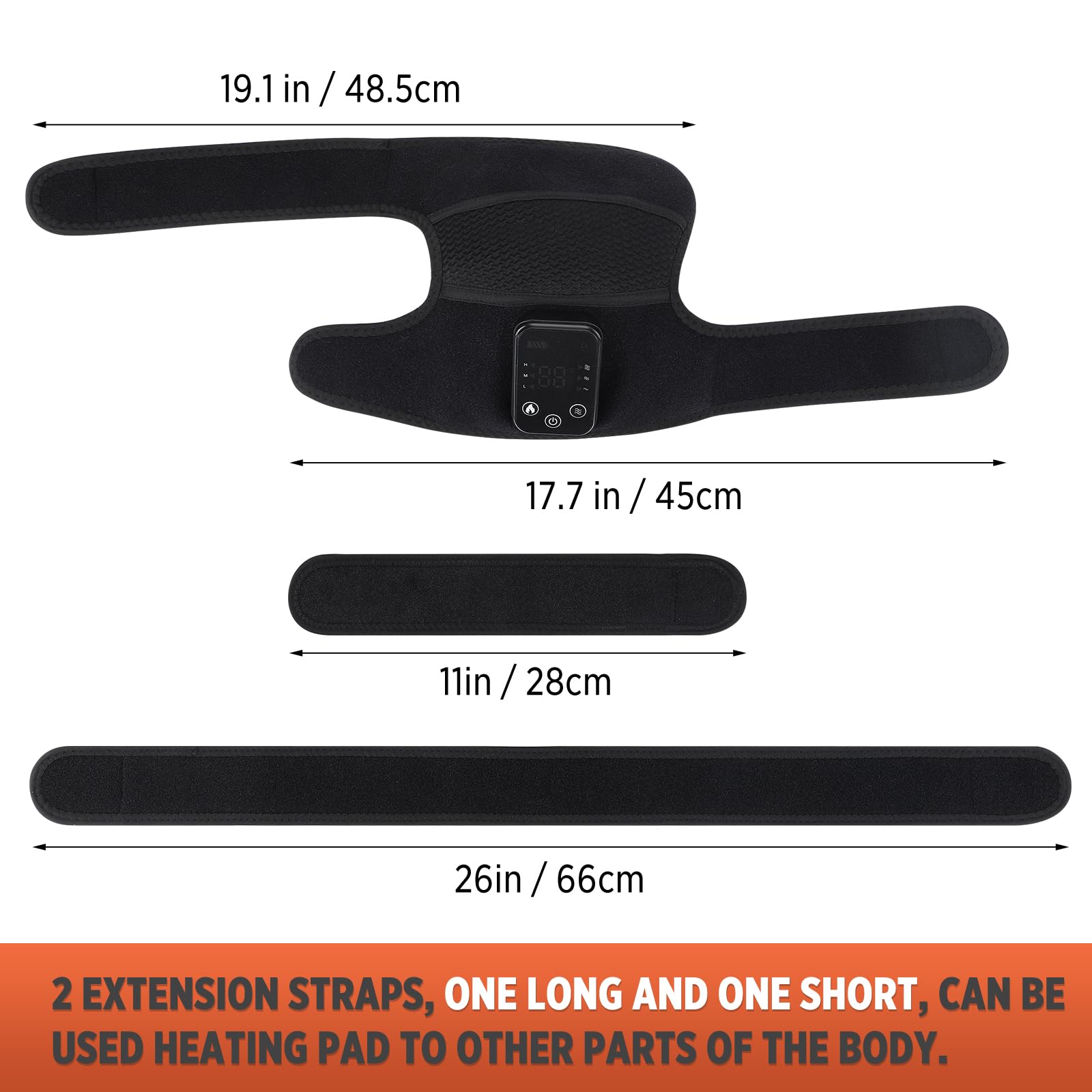 Kabelloses Kniemassagegerät mit Wärme und Vibration, Knieheizkissen für Knie, beheizte Kniebandage, beheiztes Kniemassagegerät, beheizte Kniewickel, elektrische Kniemassage Schwarz, 2 Stück