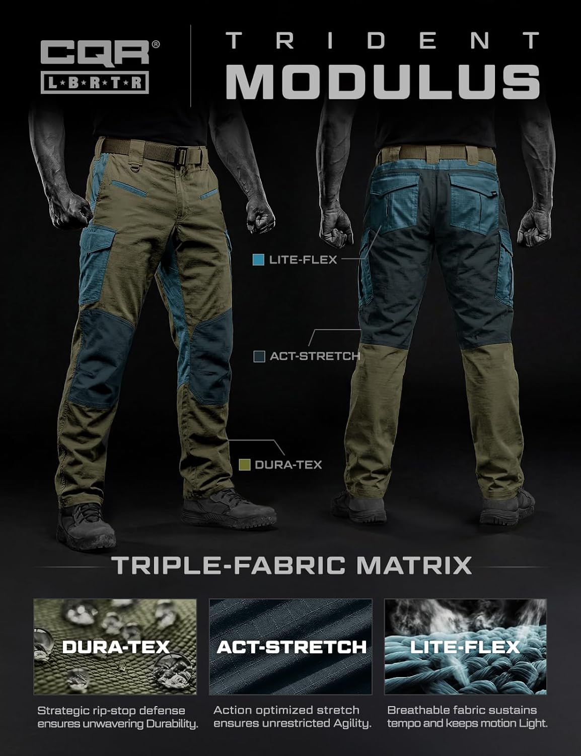 CQR Men's Flex Ripstop Tactical Pants, Water Resistant Stretch Cargo Pants, Lightweight EDC Hiking Work Pants - Image 7