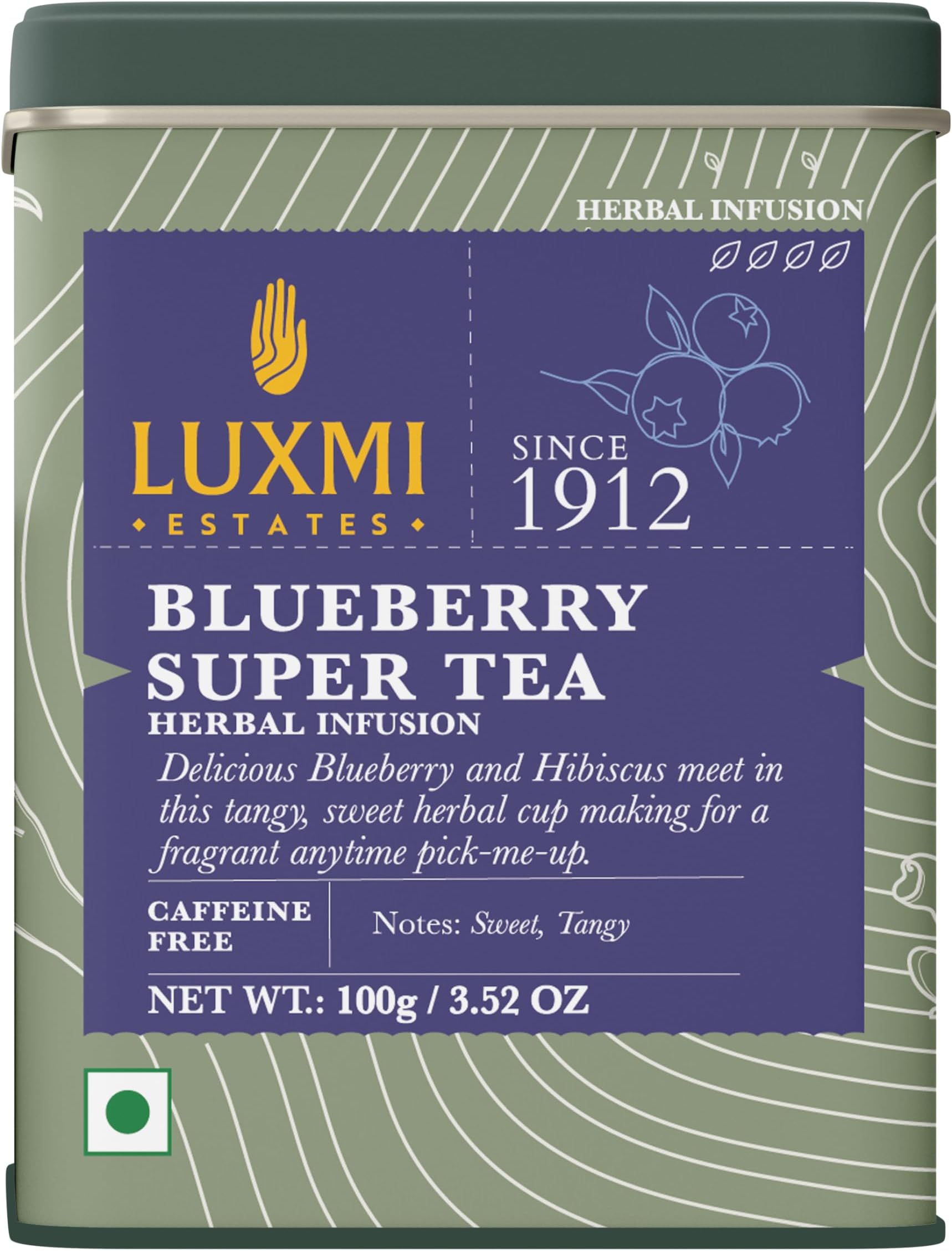 Luxmi Estates - Blueberry Hibiscus Tea 50 Cups (100g/3.5oz) | Anti-oxidant Rich | Caffeine-Free