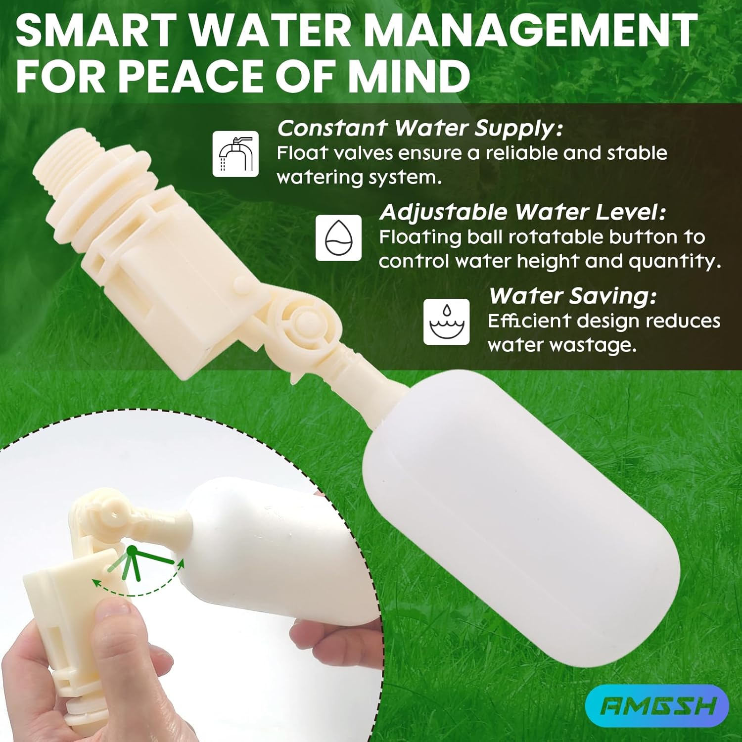 Automatic Animal Drinking Water Bowl, 304 Stainless Steel Waterer with Float Valves, 39" Pipe Hose (1/2" Ends), 1/2" to 3/4" Adapter, Livestock Water Trough Dispenser for Dog Horse Goat Pig Cow