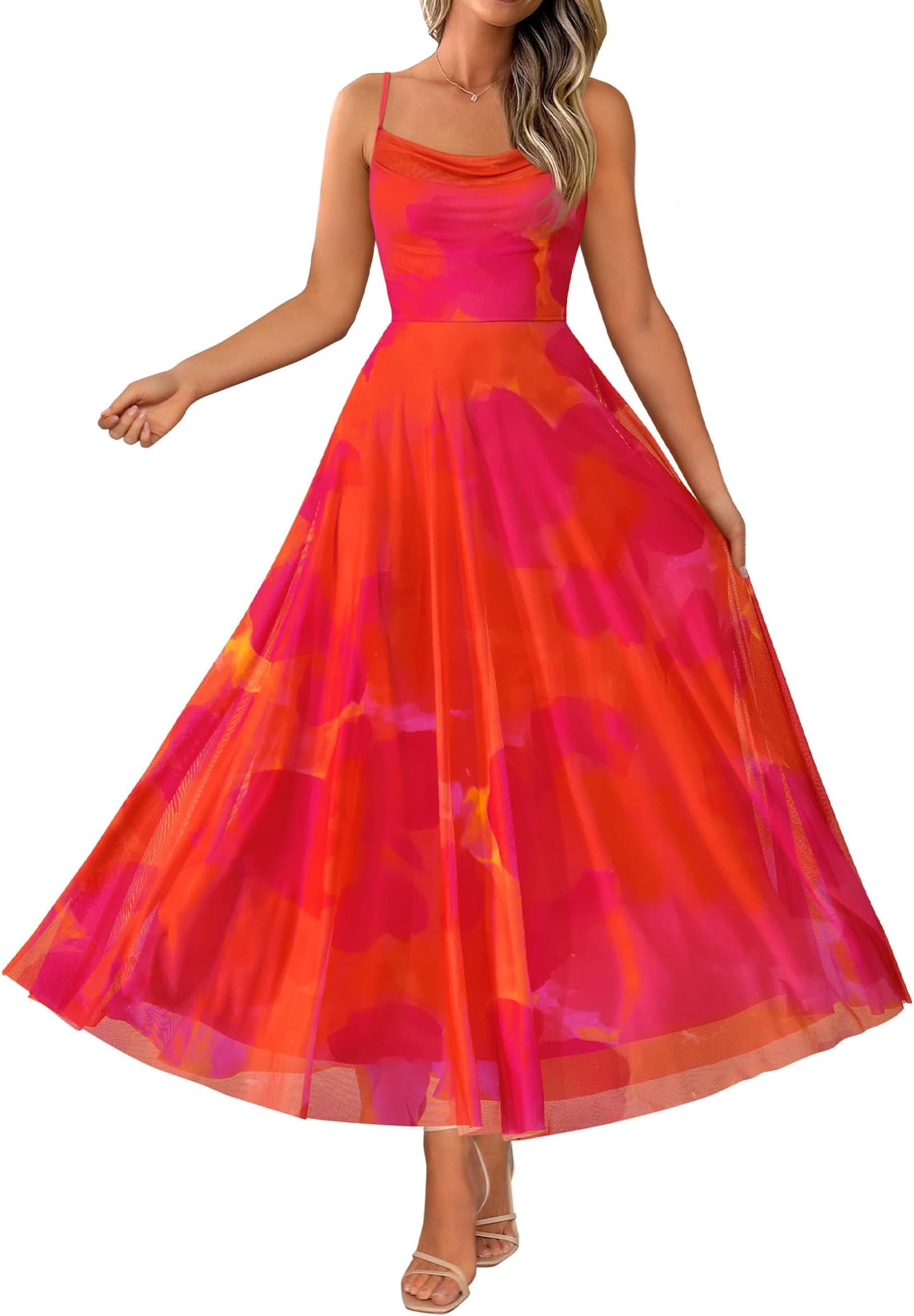 BTFBM Women Summer Floral Maxi Dresses Elegant Spaghetti Strap Dress Printed Party Dress Beach Long Dresses