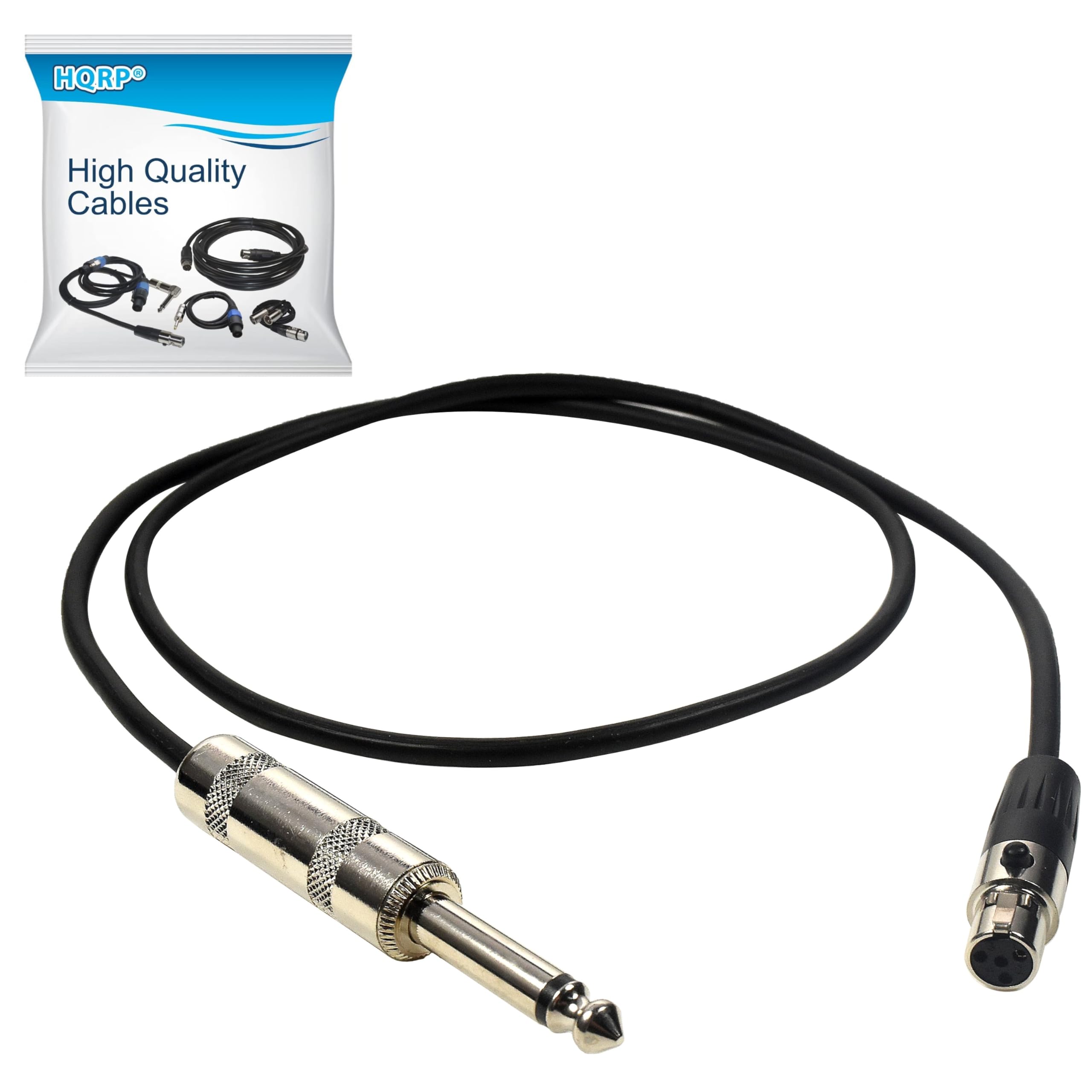 HQRP 4-Pin Mini Connector (TA4F) to 1/4-Inch Connector Instrument Cable Replacement for Shure WA302 / WA306 fits T1G, UT1