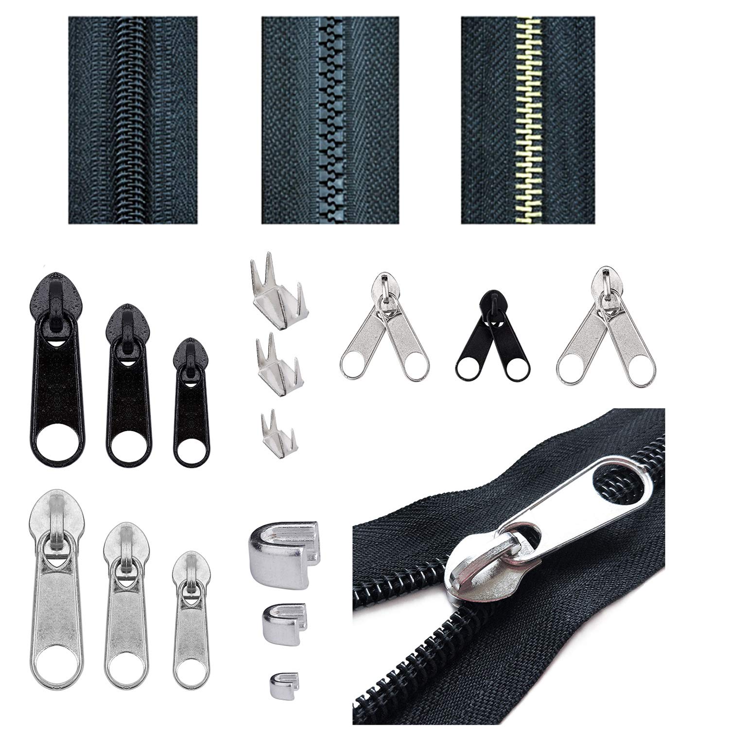Kit Riparazione Cerniere In Metallo – Universale Per Bagagli, Zaini, Giacche E Scarpe – Sostituzione Cerniera Dorata