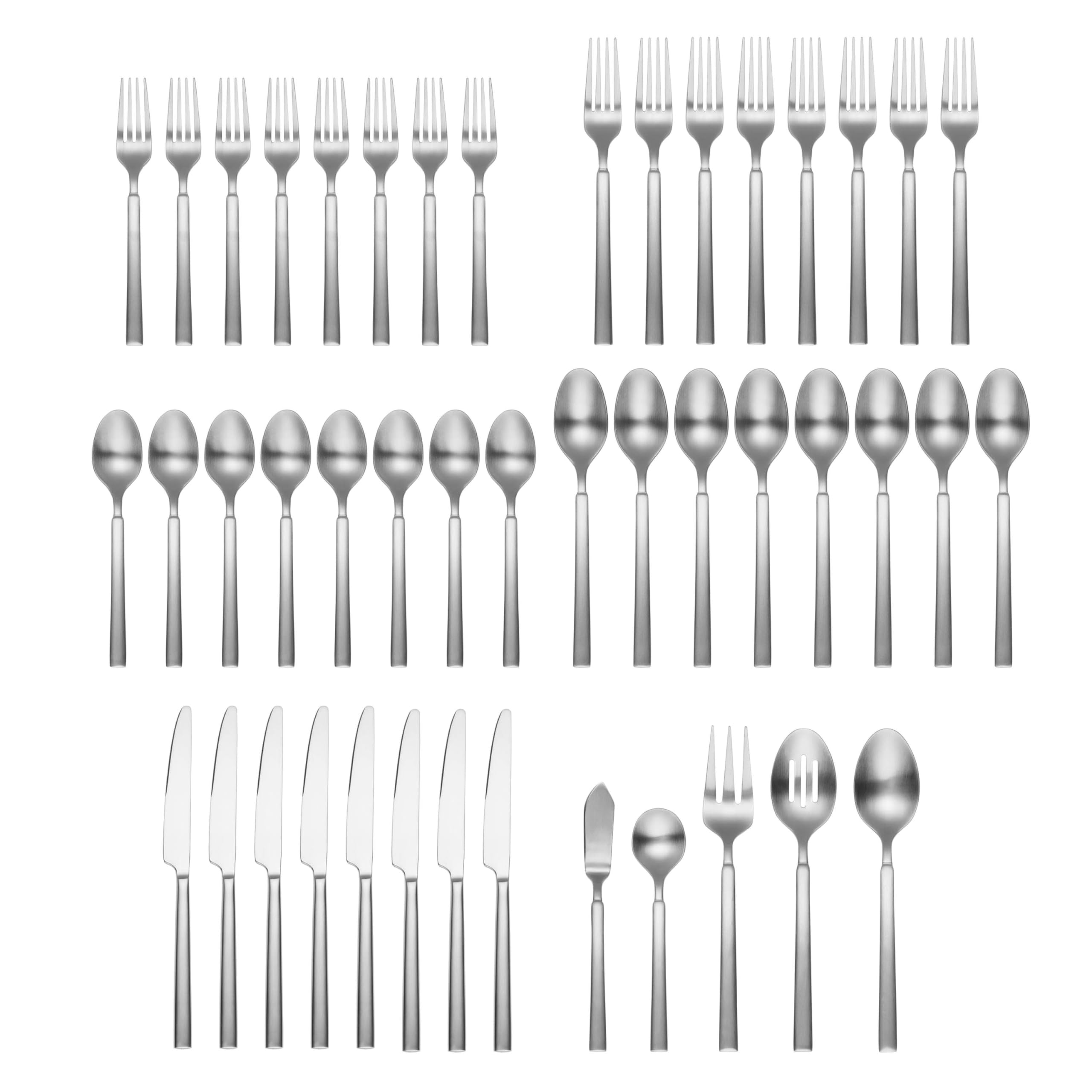 Amazon.com: Cambridge 347545BR Gailann Satin 45-Piece Flatware Set