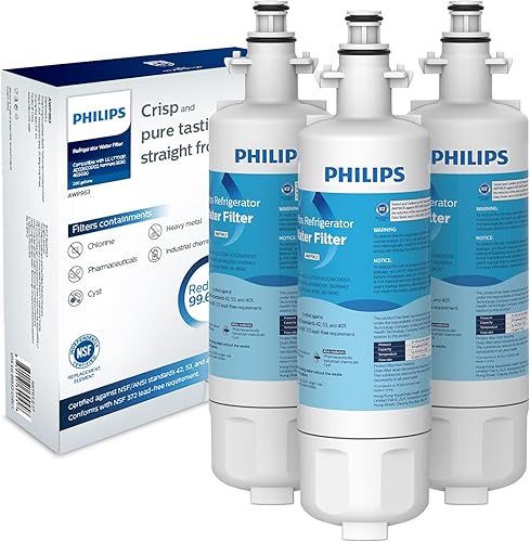 Philips Reemplazo del filtro de agua para refrigerador AWP963 certificado NSFANSI para LG LT700P, LFXS30766S, ADQ36006101, ADQ36006101-S,