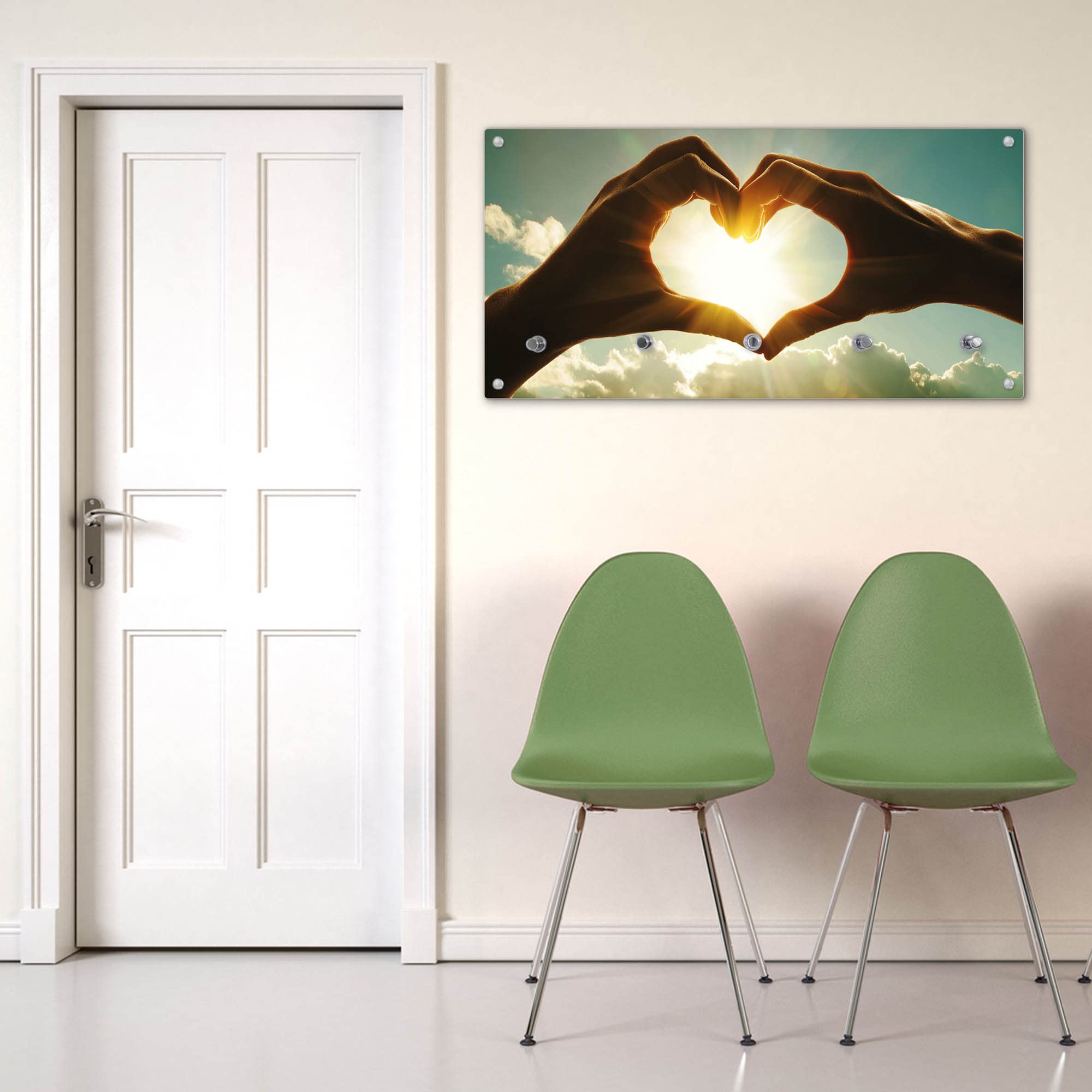 Wandgarderobe Aus Echtglas Mit Magnetfläche - 80x40cm, 5 Haken, Motiv 'Dill Im Sonnenlicht'