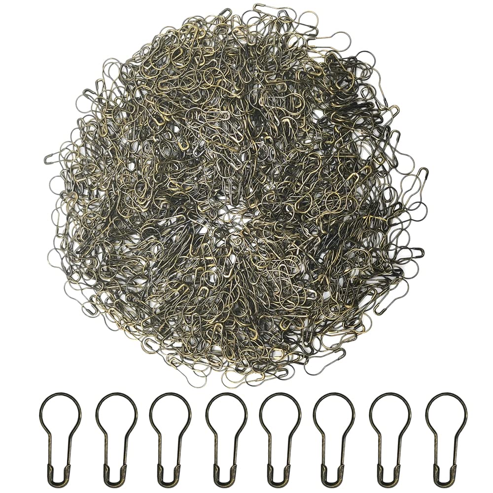 Ruidee Bronze 1000Pcs Gourd Shaped Metal Safety Pins Bulb Safety Pins Multipurpose Pear Bulb Fasteners For Clothing Labels Markers Sewing Diy Craft Home Accessories (Hbz/Bronze)