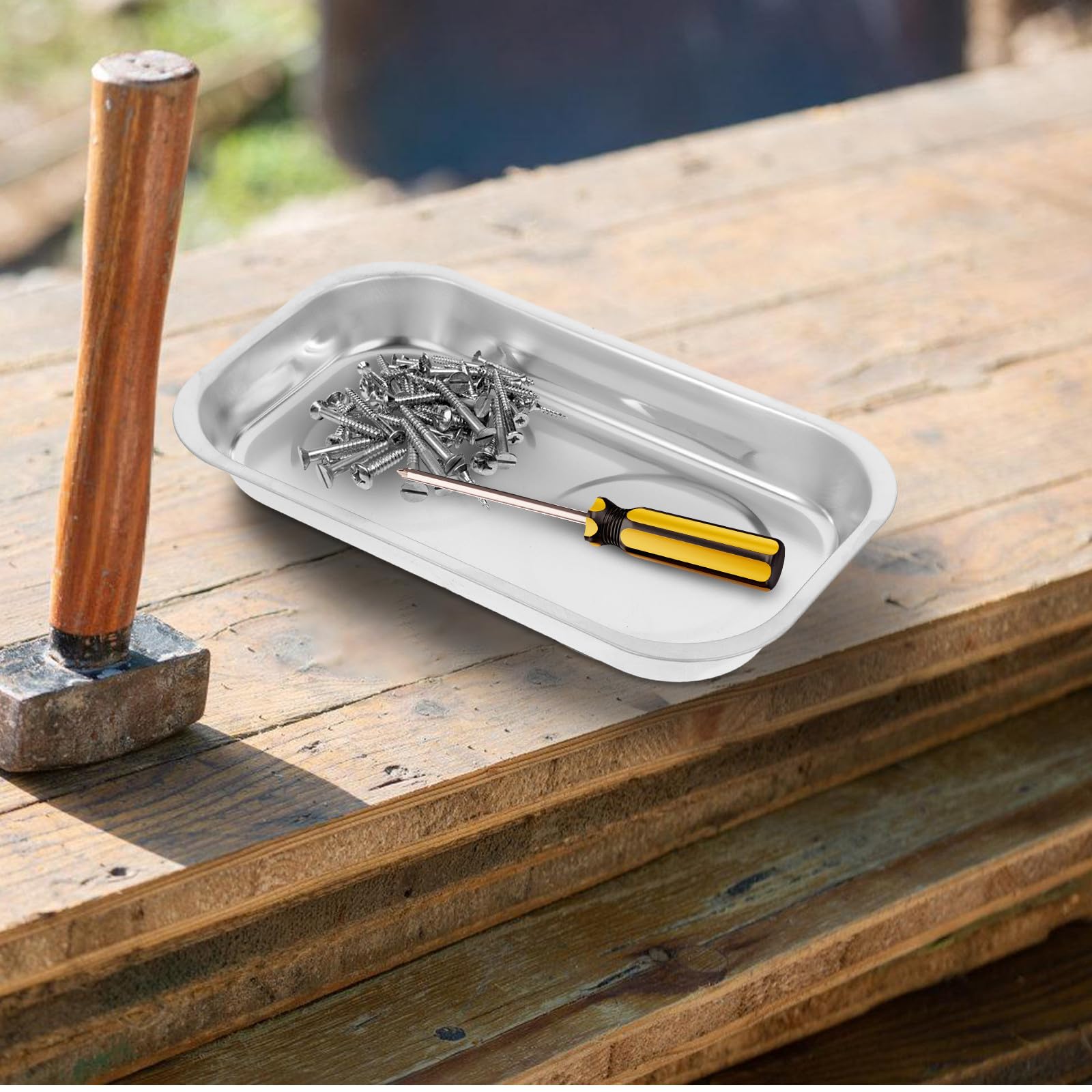 Anneome Magnetische Edelstahl Teileschale Klein Magnetische Teileaufbewahrungsschale für Schrauben und Muttern Werkzeughalter für Heimwerker und Mechaniker