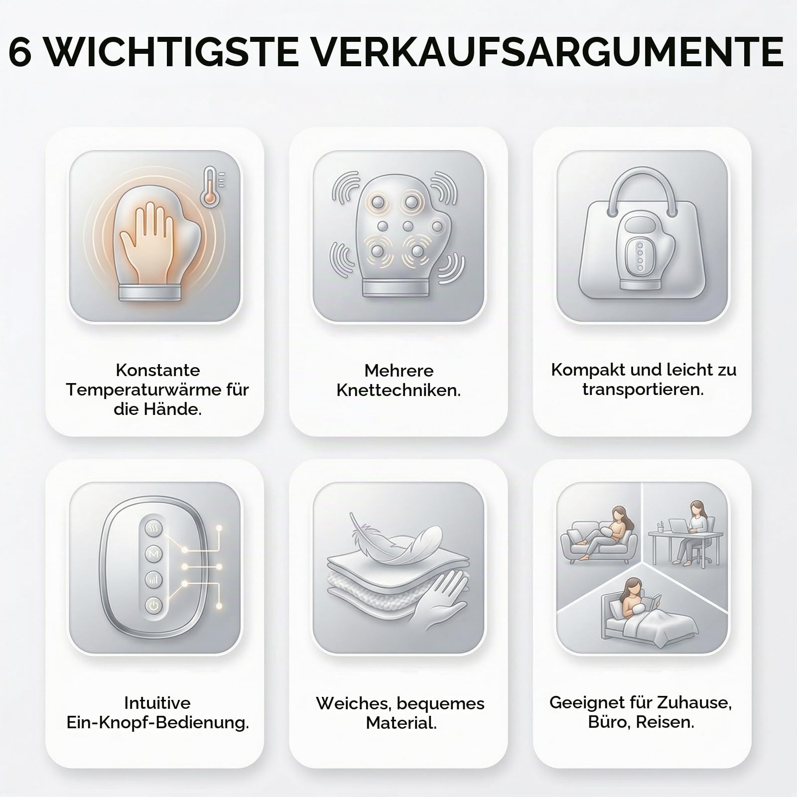 Handmassagegerät mit Wärmefunktion, Intelligenter Handmassager, 3 Massageprogrammen, 5 Presse Ebenen Handschuh, Handschuhe Hand Massager, FüR Linderung Von Arthritis, Handkrankheiten (A)