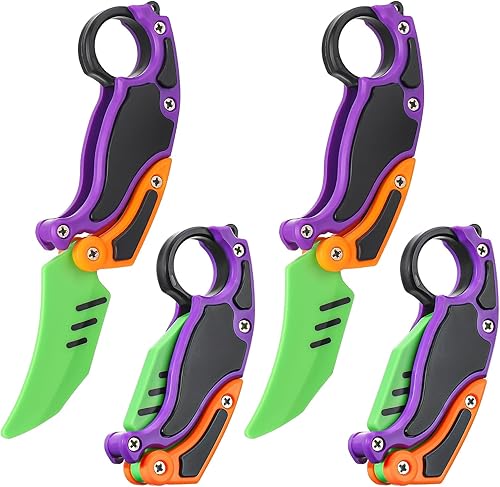 Guiqulai 4 piezas de cuchillos para ansiedad, cuchillo de gravedad impreso en 3D, divertidos juguetes de plástico para ansiedad de zanahoria para