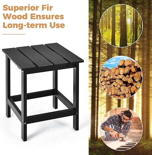Miniatura 7 de Giantex Mesa auxiliar para exteriores, mesa auxiliar cuadrada de madera de 15 pulgadas con diseño de rejillas, construcción resistente, fácil