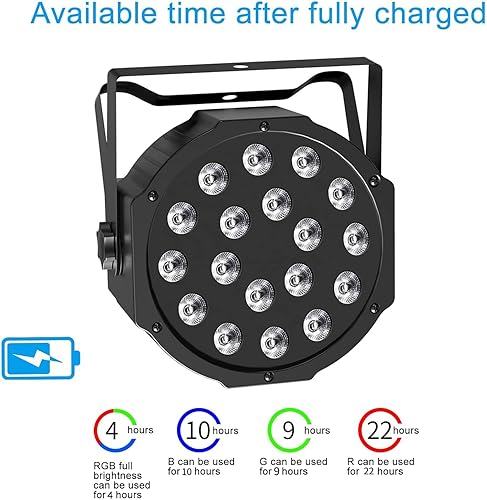 Miniatura 6 de UKing Luces LED Par de luces inalámbricas alimentadas por batería para eventos 18W RGB luz de iluminación de escenario recargable 20 horas por