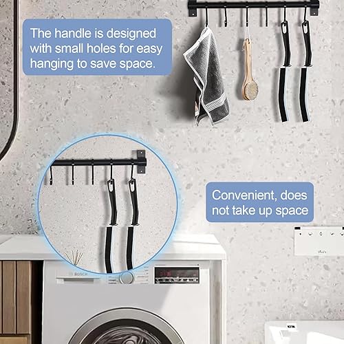 Miniatura 5 de Paquete de 2 cepillos de limpieza de hendiduras de cerdas duras para baño con mango largo, herramienta multifuncional de limpieza de hendiduras