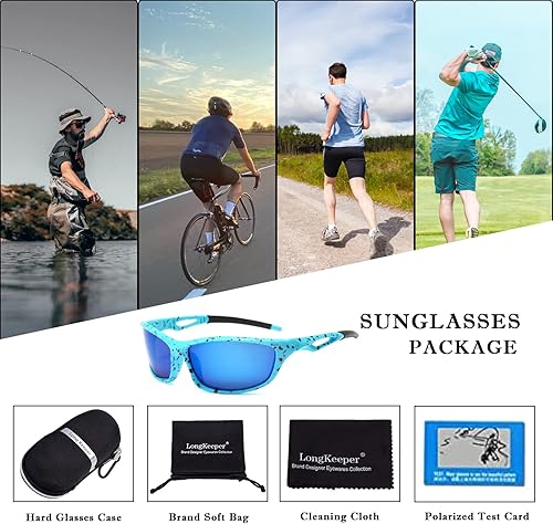 Miniatura 7 de Long Keeper Gafas de sol deportivas polarizadas para mujeres y hombres, para correr, conducir, pesca, envolventes, senderismo, gafas de sol