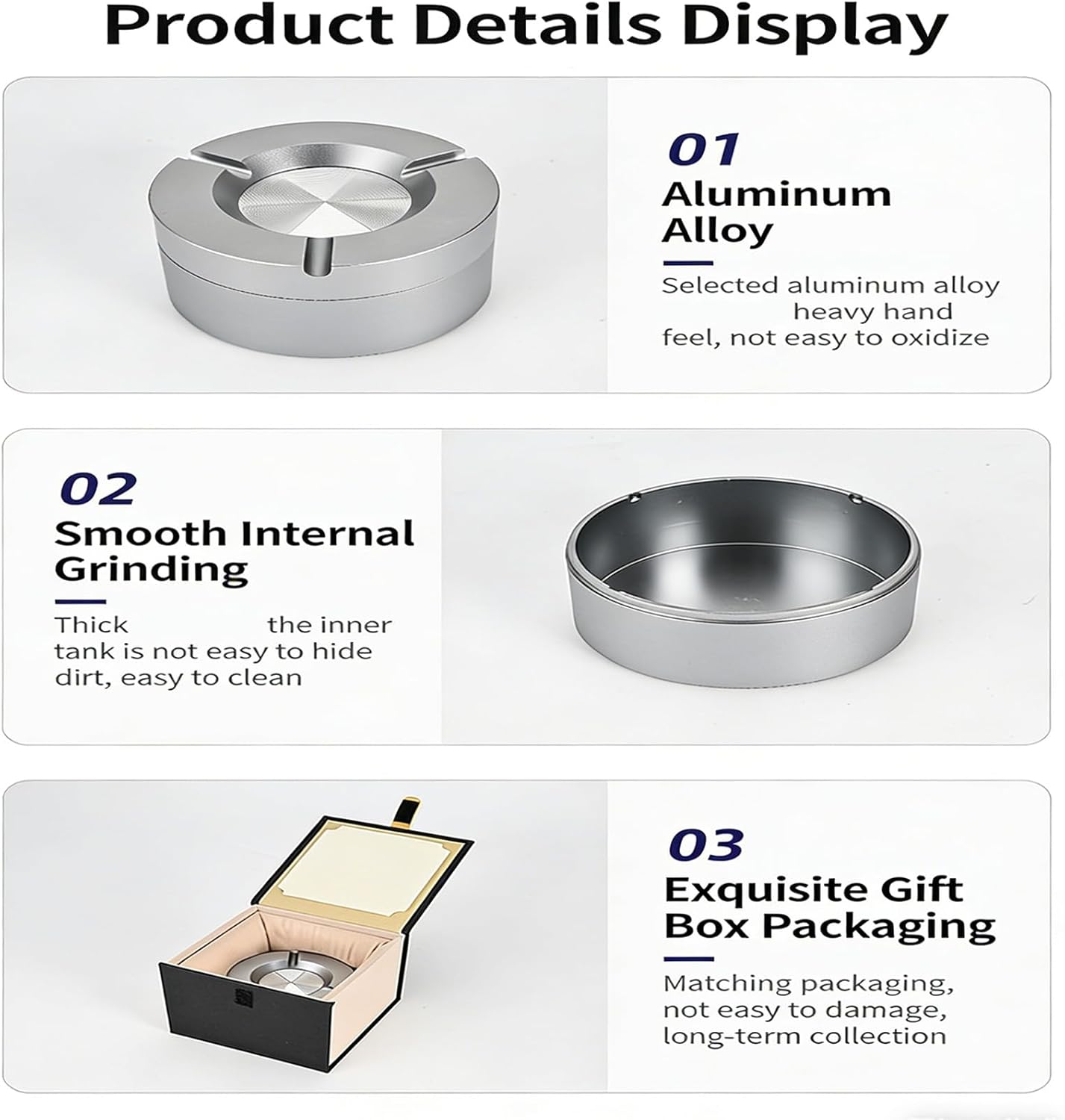 Stainless Steel Twist-Lock Ashtray, with Twist-Lock Lid,Small Stainless Steel Car Ashtray with Holder,Rotating Lid Auto-Extinguish Tray,Car Ashtray with Lids,Windproof Odor-Proof