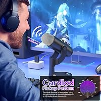 Vista 6 de ZealSound Micrófono Inalámbrico, Micrófono USB para iPhone PC iPad Teléfono Android - Micrófonos Inalámbricos con Silencio Eco Monitor Volumen