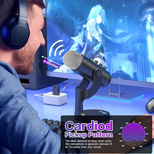 Miniatura 6 de ZealSound Micrófono inalámbrico, micrófono USB para iPhone, PC, iPad, teléfono Android, micrófonos inalámbricos con monitor de eco silencioso,