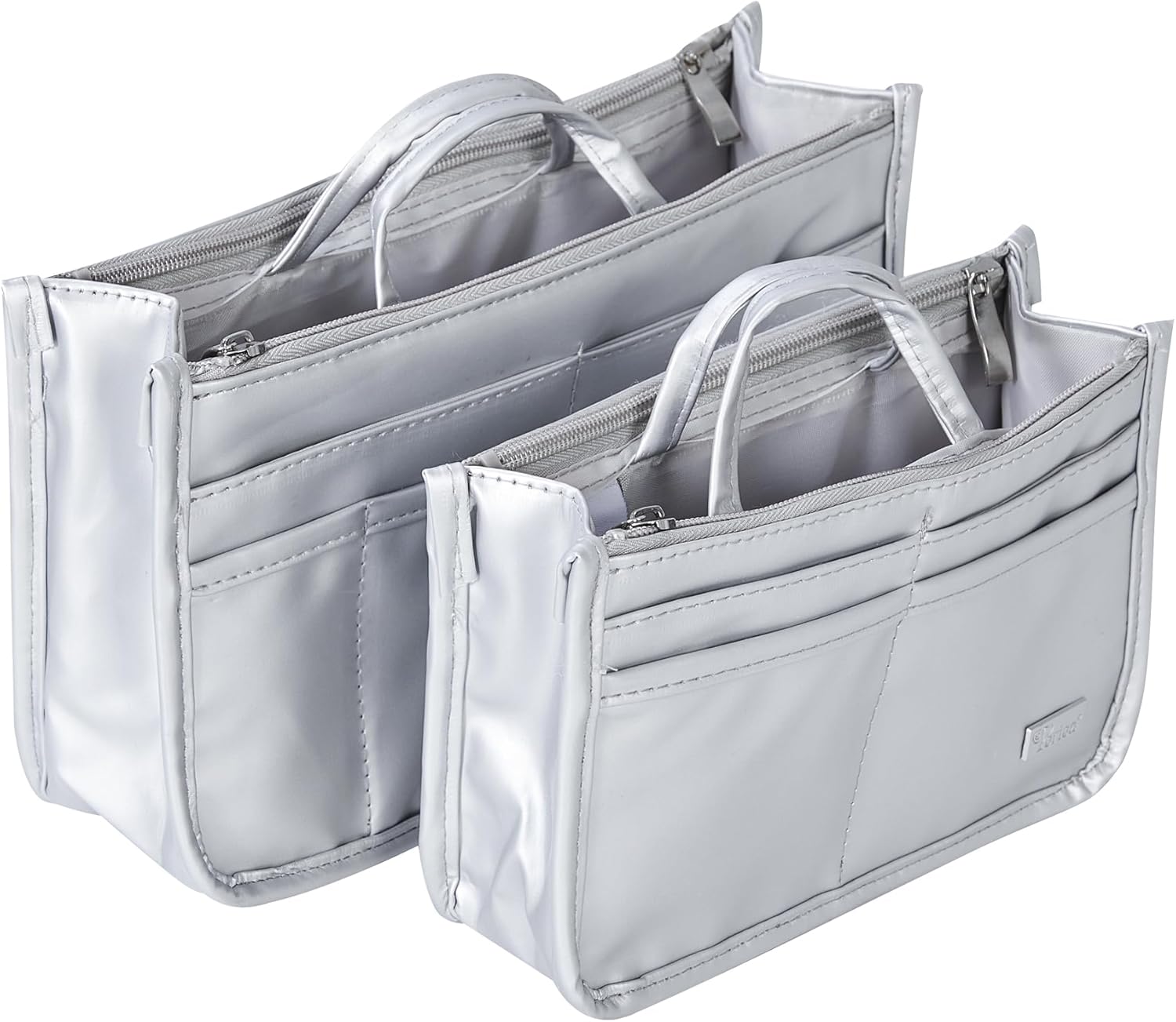 Periea 'Layla' Set of 2 Handbag Organizers - Small and Medium - Silver