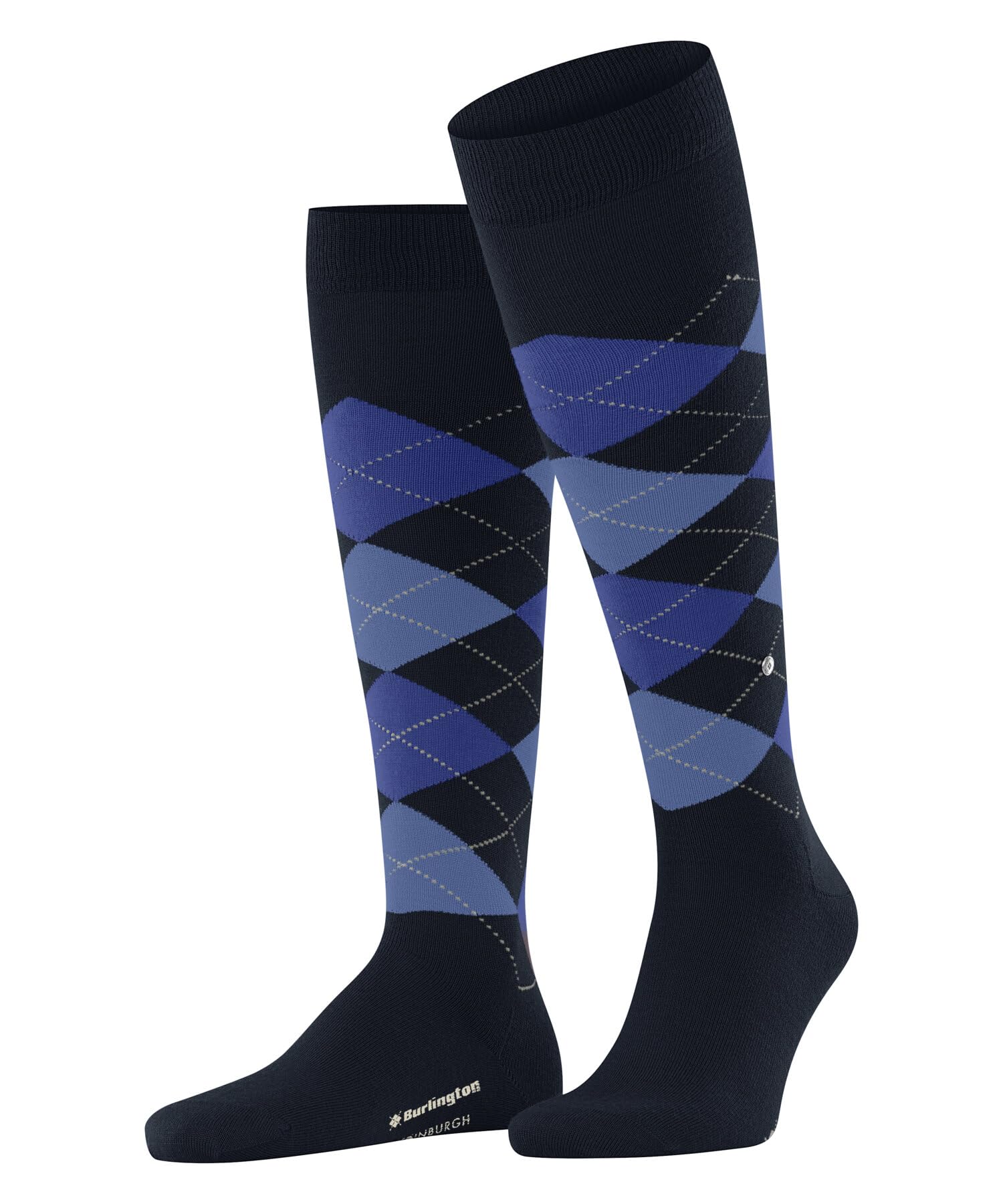 Burlington Men's Edinburgh M Kh Wool Long Patterned 1 Pair Knee-High Socks, Blue Marine 6120, 6.5-11