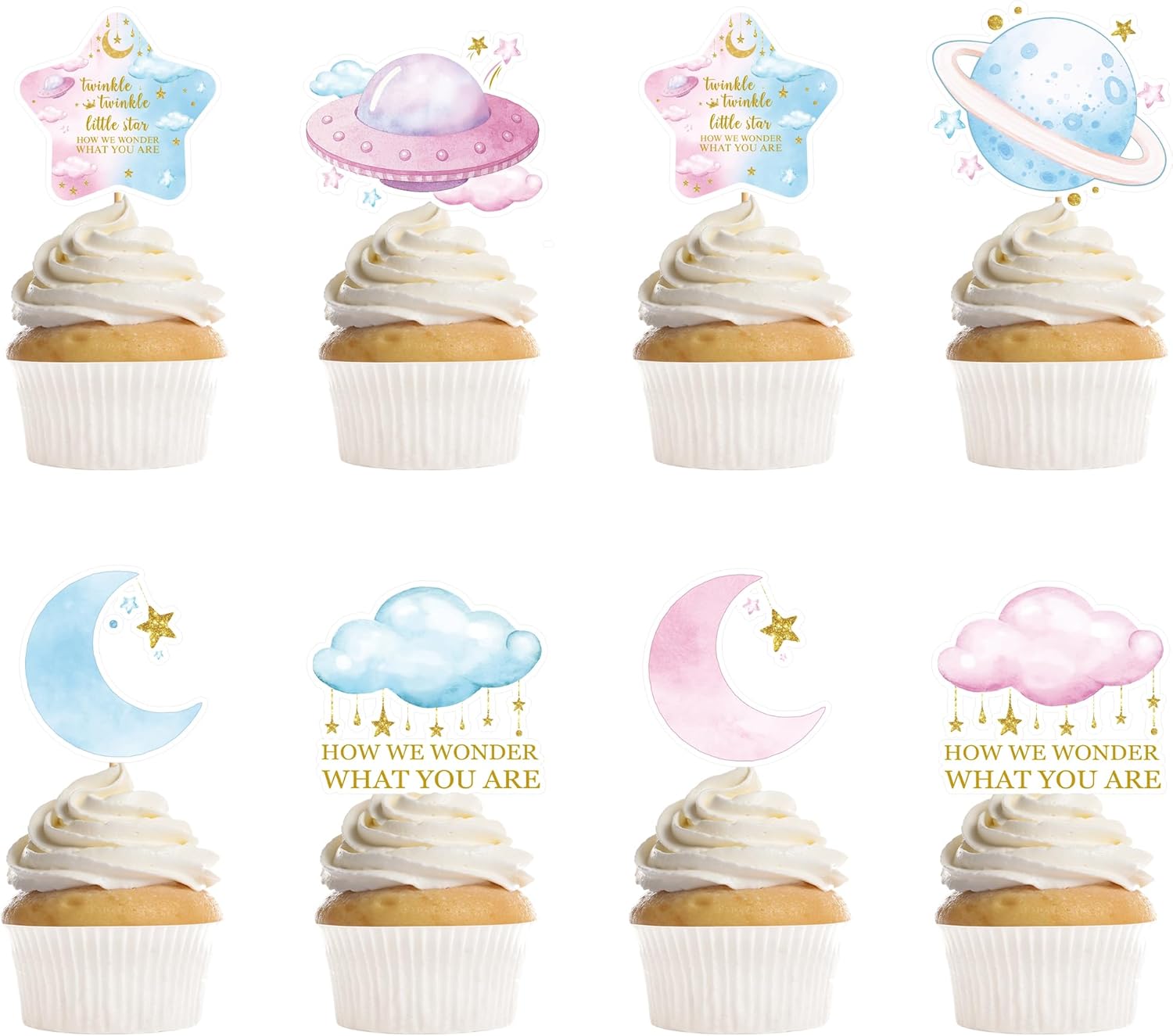 40 Pcs One Lucky Duck Birthday Decorations, 1st Birthday Cupcake Toppers with Mallard Duck Rustic Pond Designs, One Year Old Party Supplies for Boys or Girls (8 Designs)